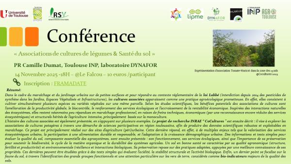conférence« Associations de cultures de légumes & Santé du sol » – Projet CoCultures 2025 - 14.11.2025 à 18H